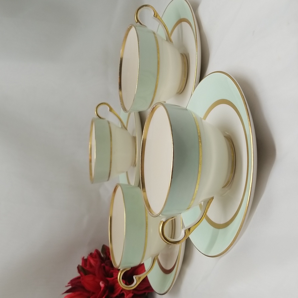 Pope Gosser Spring Coin Gold Cup & Saucers